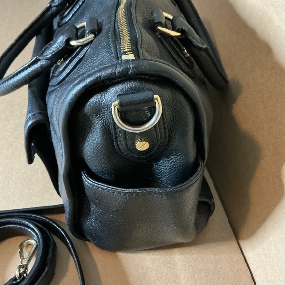 Y2K Vintage 90s,Michael Kors Black Leather Satchel with Gold Logo - Picture 9 of 14